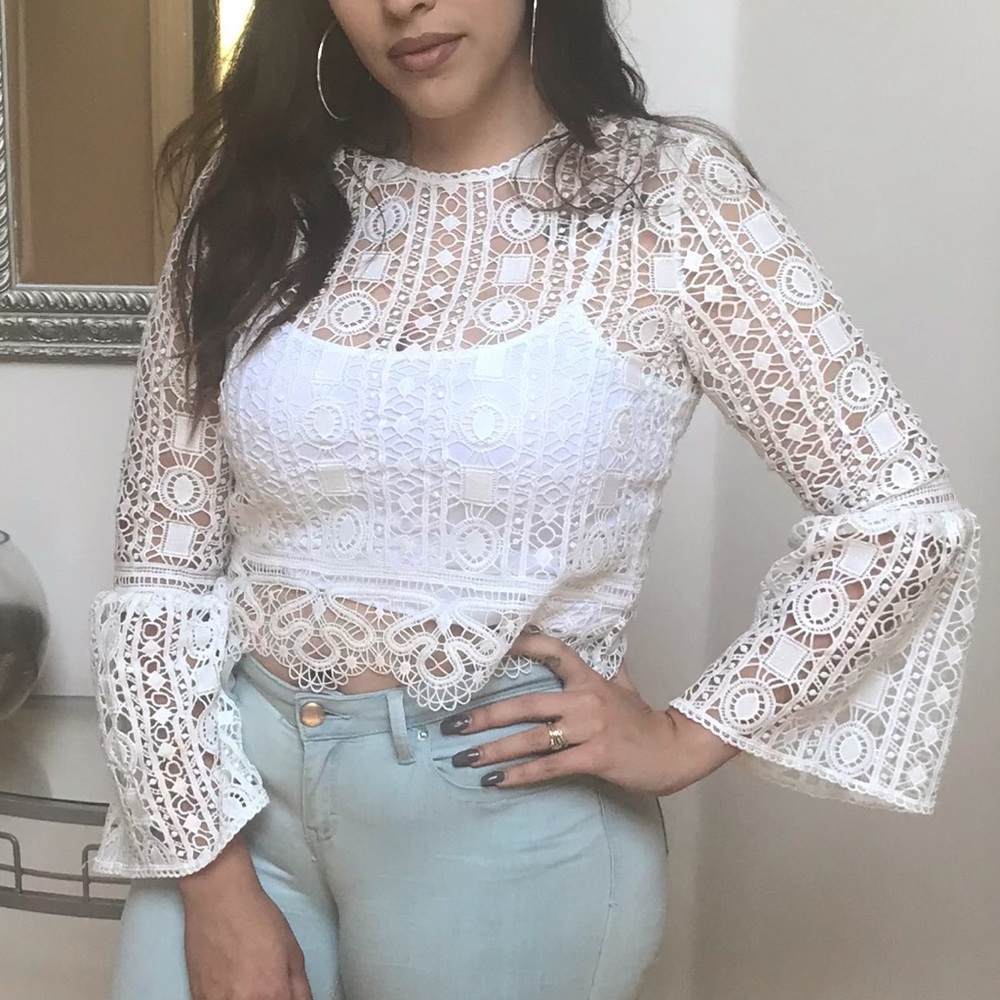 White lace crop top